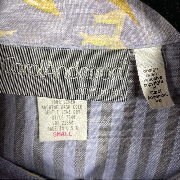 Vintage Carol Anderson 100% Linen Artsy Striped Floral Print Dress Set Sz Small - Picture 15 of 16
